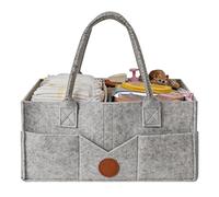 Organizer Fasciatoio in Feltro - Cesto Porta Pannolini con Divisori Interni Rimovibili | Extra Large, Pieghevole e Leggera per Viaggio, Fasciatoio e Cameretta | per Neonato e Regalo Nascita (Grigio)