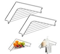 Organizer for angolo lavello in acciaio inossidabile, stendino for piatti | Supporto triangolare salvaspazio, si adatta alla maggior parte degli angoli del lavello for spugne, sapone(2pcs)