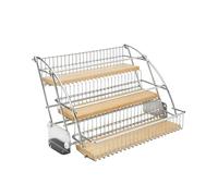 Organizer For Armadietto Estraibile A 3 Livelli, Piccolo Portaspezie A Parete, Cestello Di Sollevamento Scorrevole Regolabile In Acciaio Inossidabile, Capacità Di Carico Di 10 Kg(Silver,28.5x26x22cm)