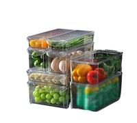 Organizer Frigorifero,Contenitori Frigo 2 contenitori for frigorifero impilabili con coperchi, trasparenti la conservazione della frutta, organizer congelatore e dispensa(S)