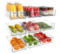 Organizer Frigorifero, Contenitori Frigo Trasparente, Contenitori Frigorifero Salvaspazio Organizer Cucina Dispensa per Frigo Cucina Dispensa Armadietti, Senza BPA (9 Pezzi)