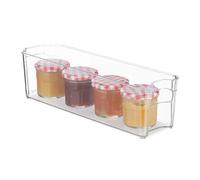 Relaxdays, Sottile, Organizer Frigorifero, Contenitori, Cassetti Frigo Salvaspazio, Manici, Alimenti, 10x11x37,5 cm, Trasparente, 1 pz