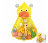 Organizer Giochi Bagnetto Papera Gialla - Cesta Porta Giochi Bambini con Ventose, Rete Portaoggetti Bagno per Vasca e Doccia, Borsa Giochi Spiaggia, Contenitore Giocattoli 35x48cm