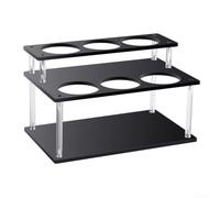 Organizer in acrilico per sciroppo di caffè, 2 ripiani, per bancone della cucina, supporto trasparente per bottiglie di sciroppo d'oliva, aceto e liquori, (nero)