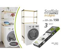 ORGANIZER LAVATRICE SCAFFALE LEGNO MOBILE BAGNO MENSOLE 3 RIPIANI LAVANDERIA