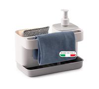 ORGANIZER LAVELLO CUCINA 3 IN 1 RIORDINELLO CON DISPENSER BIANCO GRIGIO