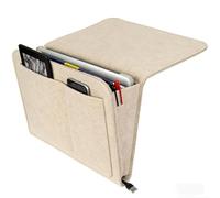 Organizer Letto Tasca Portaoggetti, Portaoggetti Tasca da Appendere per Lettos o Divano, Tascas Portaoggettis Letto per Telefono,Telecomando, Magzine, Occhiali, Libro, Pad con Fori (Beige)