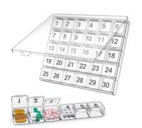 Organizer Mensile Per Pillole - Custodia Portatile Per Medicinali, Scatola Per Tablet Con Scomparto Grande | Contenitore Per Pillole In PP 21,2x17,6x2,7 Cm Con Slot Individuali Da 3,2x3,0x2 Cm, Coperc