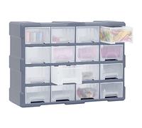 Organizer multi-cassetti con 16 cassetti, 52 x 16 x 37 cm, in robusta plastica PP, impilabile e salvaspazio, per officina, garage, casa e artigianato