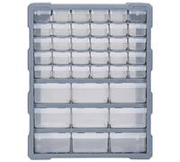 Organizer multi-cassetti con 39 cassetti, 38 x 16 x 47 cm, in plastica PP, impilabile e chiudibile, per officina, garage, casa, assortimento per attrezzi e accessori