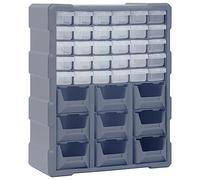 Organizer multi-cassetti con 39 cassetti, in plastica PP, grigio, 38 x 16 x 47 cm, impilabile, vuoto, salvaspazio, per officina, garage, casa e artigianato