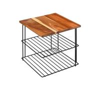 Organizer Multifunzionale da Appoggio a 2 Ripiani Griglia, 24x24x24 cm, Nero - Scaffale Angolare per Cucina, Bagno e Ufficio, in Legno e Metallo
