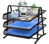 Organizer multifunzione da ufficio, vassoio scorrevole per lettere A4 (3 ripiani), vassoio portadocumenti da scrivania, con porta documenti