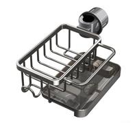 Organizer multiuso per lavello da cucina, senza trapano, con porta asciugamani e vassoio antigoccia rimovibile per la raccolta dell'acqua e una facile pulizia (aggiornamento argento a sinistra)