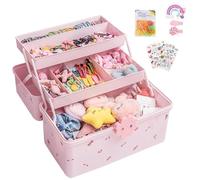 Organizer per accessori per capelli, impermeabile, a 3 strati, per accessori per capelli, scatola portaoggetti per capelli, multiuso, per gioielli e fasce per bambini, Grande, ABS