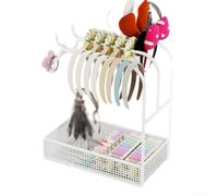 Organizer per accessori per capelli in metallo per fasce e clip, supporto per riporre più accessori per capelli in un unico posto (bianco)