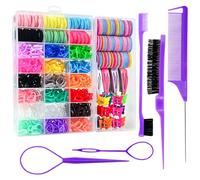 Organizer per accessori per capelli per ragazze e bambine, in gomma colorata, piccoli elastici per capelli, elastici per capelli, clip e strumenti per coda