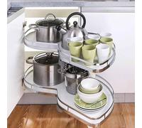 Organizer per angoli ciechi, vassoio basculante a 2 ripiani per armadi da 50 cm, design per mancini per mobili da cucina da 900-1000 mm, soluzione di archiviazione efficiente
