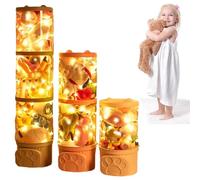 Organizer per animali di peluche con luce a LED, grande tubo portaoggetti per bambole, secchio trasparente impilabile per giocattoli dello zoo, decorazione della stanza dei giochi e scatola per