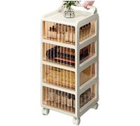 Organizer per armadietto da bagno, 4 ripiani, sottile, autoportante, con cassetti, in plastica impermeabile impilabile per risparmiare spazio
