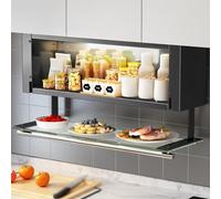 Organizer per armadietto estraibile - Ripiano a scomparsa per armadietto da cucina a 2 livelli con luce con sensore USB per armadietto e dispensa, per appendere armadietti sot,D9.3"xh15.7"-W-31.5"