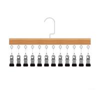 Organizer per armadio a 12 clip con spina dorsale in metallo resistente e gancio rotante per una flessibilità di sospensione su tutto l'asse (legno naturale)