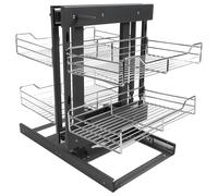 Organizer per armadio ad angolo cieco estraibile, organizer da cucina con 2 ripiani e 4 ripiani per una conservazione efficiente della cucina, finitura nera