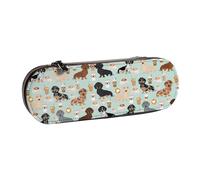 Organizer per astucci in pelle per riporre articoli di cancelleria, graziosi bassotti alla menta e caffè