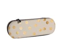 Organizer per astuccio in pelle per riporre articoli di cancelleria, a pois glitter beige e oro