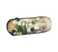 Organizer per astuccio in pelle per riporre articoli di cancelleria, bucaneve primaverile selvaggio