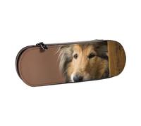 Organizer per astuccio in pelle per riporre articoli di cancelleria, cani Rough Collie Lassie, cani grandi e soffici, animali domestici