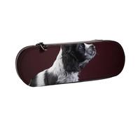 Organizer per astuccio in pelle per riporre articoli di cancelleria, cucciolo di Cocker Spaniel Spaniel bianco e nero