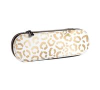 Organizer per astuccio in pelle per riporre articoli di cancelleria, elegante ghepardo leopardo bianco oro