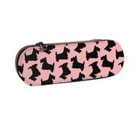 Organizer per astuccio in pelle per riporre articoli di cancelleria, modello Scottish Terrier rosa nero