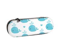 Organizer per astuccio in pelle per riporre articoli di cancelleria, simpatiche balene blu