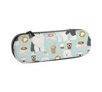 Organizer per astuccio in pelle per riporre articoli di cancelleria, tessuto per caffè Old English Sheepdogs