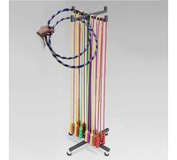 Organizer per attrezzature da fitness, supporto mobile resistente per hula hoop e corde per saltare, ruota universale per un facile movimento, ideale per lezioni di educazione fisica e palestra a casa