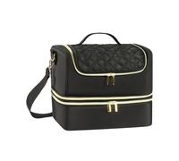 Organizer per attrezzi per unghie, a doppio strato, borsa per attrezzi per nail art, custodia professionale con manici per viaggi all'aperto, Nero , Refer to description, Unisex