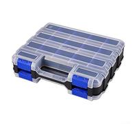 Organizer per attrezzi regolabile con coperchio trasparente e divisori rimovibili per riporre dadi e bulloni (blu)