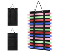 Organizer per bacchette da appendere, espositore pieghevole compatto per 12 paia, soluzione di stoccaggio in poliestere nero