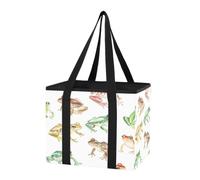Organizer per bagagliaio dell'auto, robusto, borsa della spesa chic a forma di rana, bianca, graziosa, pieghevole, con fondo rigido e manici lunghi per riporre la cucina, viaggi in viaggio, confezione