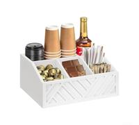 Organizer per bar da caffè in legno con 5 scomparti, elegante | Capsule, sciroppo e bustine di tè, per una robusta stazione di cucina per casa e ufficio, facile da pulire, nero