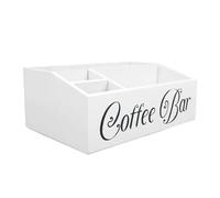 Organizer per Bar in Legno, Organizer per Postazione caffè con Facile Stoccaggio, Contenitore per Contenitori per Bar, Accessori per Bar da Bancone (bianco)