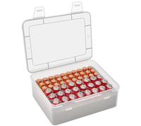 Organizer per batteria con supporto in spugna fisso, pratico supporto per valigetta da garage per 24 batterie AA, 30 batterie AAA (solo scatola)- bianco