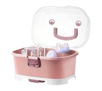 Organizer per biberon - Scolapiatti antipolvere con vaschetta di raccolta, in rimovibile per bottiglie, organizer da cucina portatile, per accessori, rosa blu