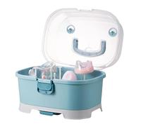 Organizer per biberon - Scolapiatti antipolvere con vaschetta di raccolta, in rimovibile per bottiglie, organizer da cucina portatile, per accessori, rosa blu