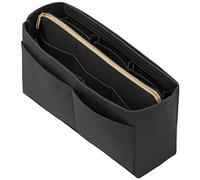 Organizer per borsa, con cerniera, in feltro, con portachiavi, nero, sottile, grande