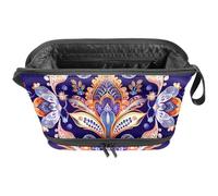 Organizer per borse per trucchi,borse per cosmetici da donna,fiore stampato etnico colorato,piccola custodia per trucchi
