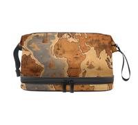 Organizer per borse per trucchi,borse per cosmetici da donna,mappa del mondo della terra d'epoca,piccola custodia per trucchi