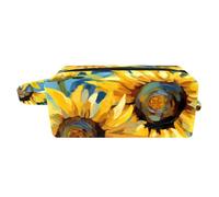 Organizer per borse per trucchi,borse per cosmetici da donna,pianta dell'acquerello girasoli floreali,piccola custodia per trucchi